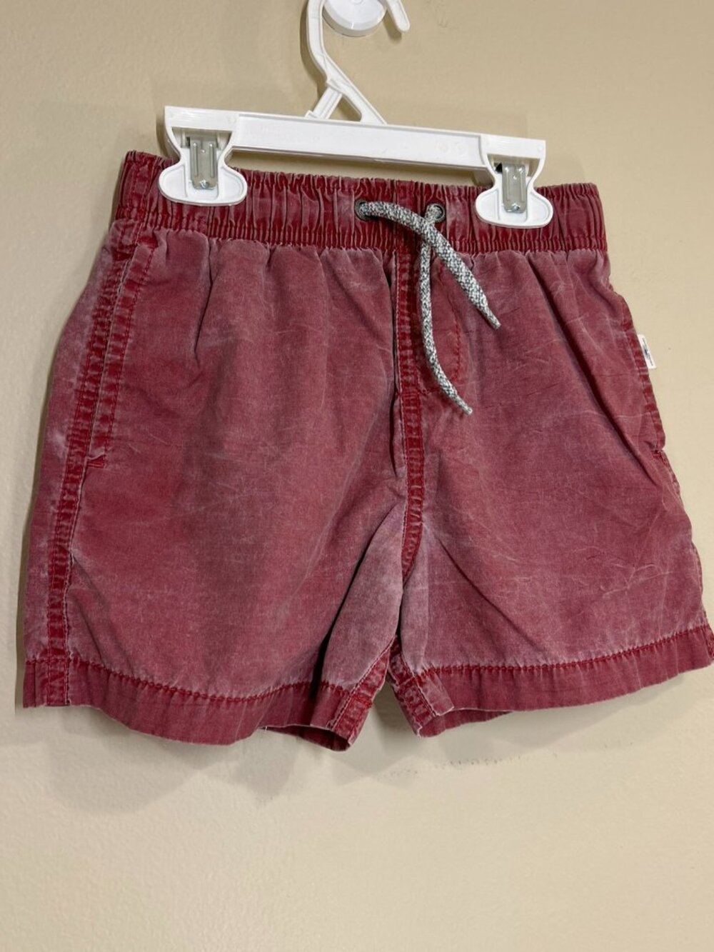 4T Boys Vintage Summer Lined Acid Wash Americana Style Dark Red Swim Shorts
